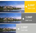 Close-up of dual white lights and infrared LEDs on turret camera