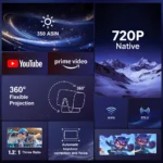 VEVSHAO A12 Projector Mini Portable LED Video Android 13.0 WIFI 6 Mirror SmartPhone for 1080P 4K Video Home Cinema Projector - Image 2