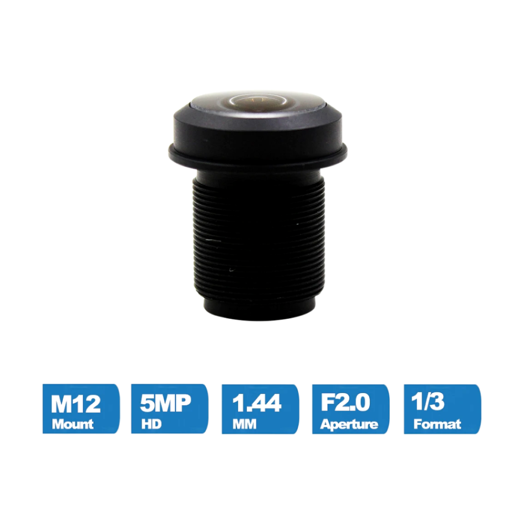 Witrue 1.44mm 5MP fisheye lens front view with M12 mount
